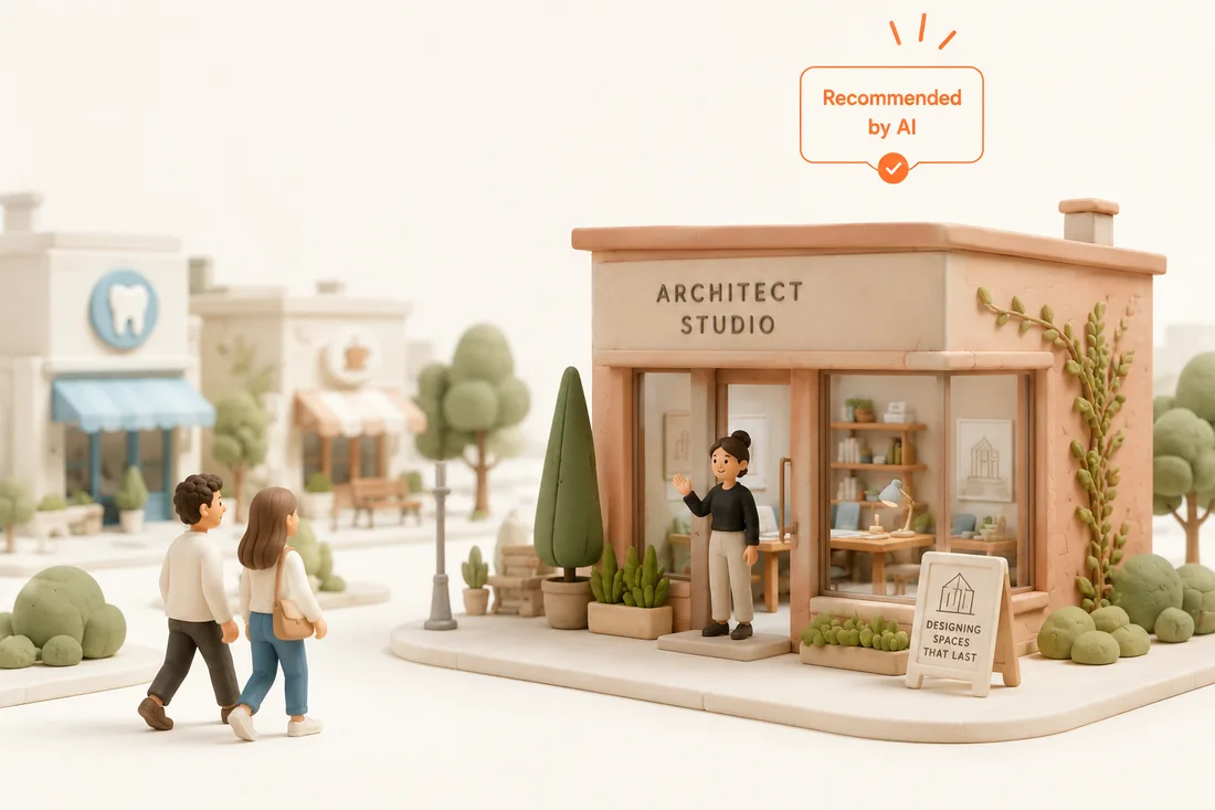 A clay-render architecture studio recommended by AI